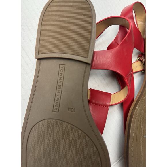 TOMMY HILFIGER Burke Lady Thongs Flat Thong Gladiator Sandals Red Size 10 - Picture 6 of 6